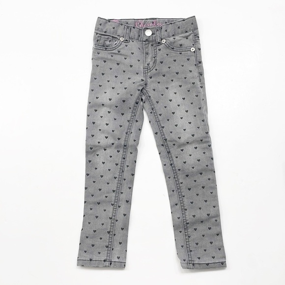 Cherokee toddler girls gray heart print denim skinny jeans - Picture 1 of 5